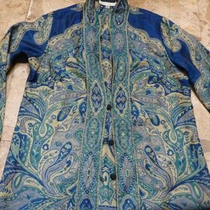 TRAVELSMITH Turquoise Blue Green RayonJACKET